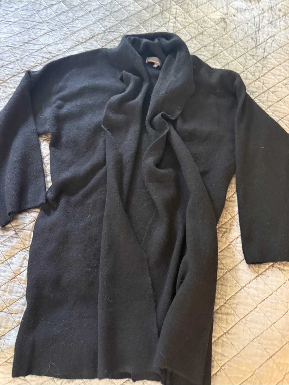 Anthropologie Black Draped Open-Front Cardigan Sweater